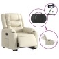 vidaXL Sillón reclinable elevable eléctrico de cuero sintético crema vidaXL Sillón reclinable elevable eléctrico de cuero sintético crema