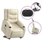 vidaXL Sillón reclinable elevable eléctrico de cuero sintético crema vidaXL Sillón reclinable elevable eléctrico de cuero sintético crema