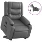 vidaXL Sillón reclinable elevable eléctrico de cuero sintético gris vidaXL Sillón reclinable elevable eléctrico de cuero sintético gris
