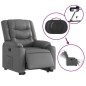 vidaXL Sillón reclinable elevable eléctrico de cuero sintético gris vidaXL Sillón reclinable elevable eléctrico de cuero sintético gris