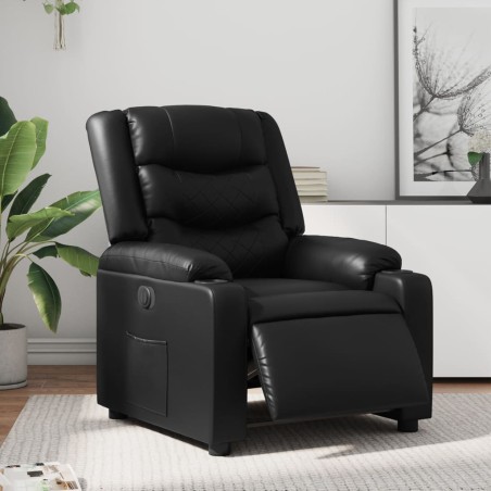 vidaXL Sillón reclinable eléctrico de cuero sintético negro