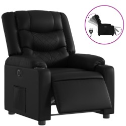 vidaXL Sillón reclinable eléctrico de cuero sintético negro