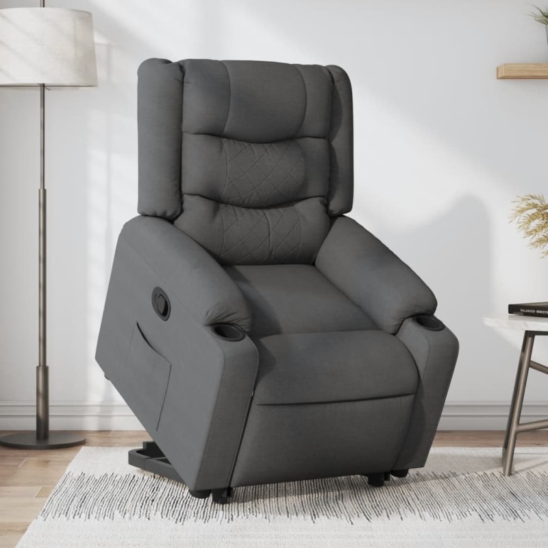 vidaXL Sillón reclinable elevable de tela gris oscuro vidaXL Sillón reclinable elevable de tela gris oscuro