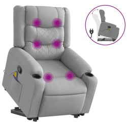 vidaXL Sillón de masaje reclinable de pie de tela gris claro