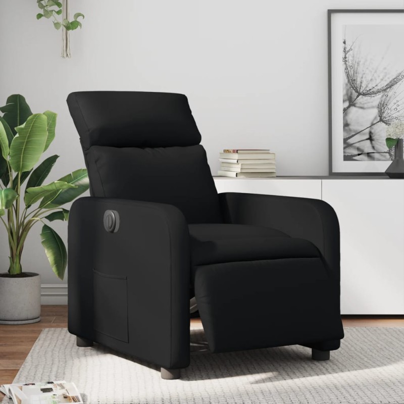 vidaXL Sillón reclinable eléctrico de cuero sintético negro
