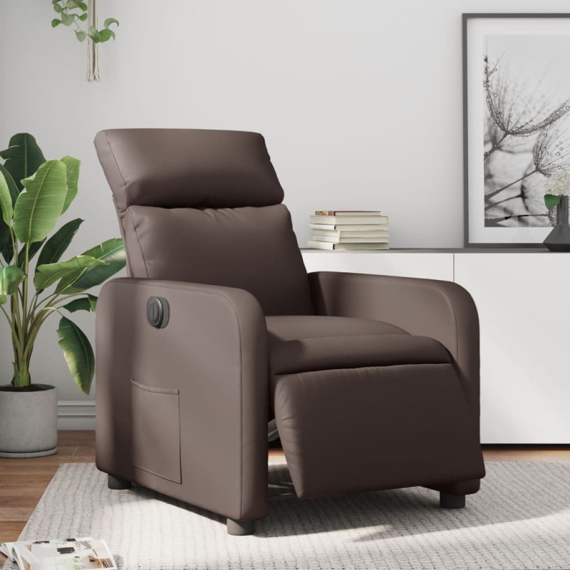 vidaXL Sillón reclinable eléctrico de cuero sintético marrón vidaXL Sillón reclinable eléctrico de cuero sintético marrón