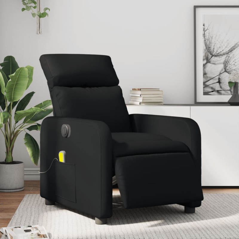 vidaXL Sillón de masaje reclinable eléctrico cuero sintético negro vidaXL Sillón de masaje reclinable eléctrico cuero sintético negro