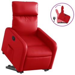 vidaXL Sillón reclinable elevable cuero artificial rojo