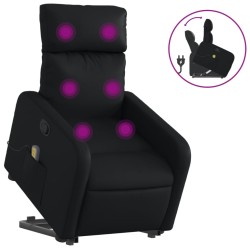 vidaXL Sillón reclinable de masaje de pie cuero artificial negro