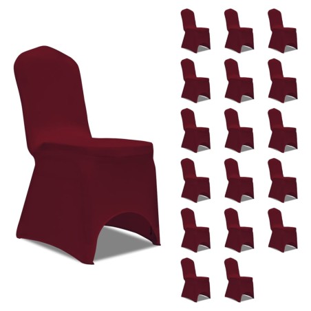 vidaXL Funda de silla elástica 18 unidades color burdeos 