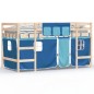 vidaXL Cama alta para niños con cortinas madera pino azul 90x190 cm vidaXL Cama alta para niños con cortinas madera pino azul 90x190 cm