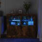 vidaXL Mesita de noche luces LED 2 uds madera ingeniería roble ahumado