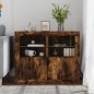 vidaXL Mesita de noche luces LED 2 uds madera ingeniería roble ahumado