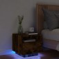 vidaXL Mesita de noche con luces LED roble ahumado 40x39x37 cm vidaXL Mesita de noche con luces LED roble ahumado 40x39x37 cm