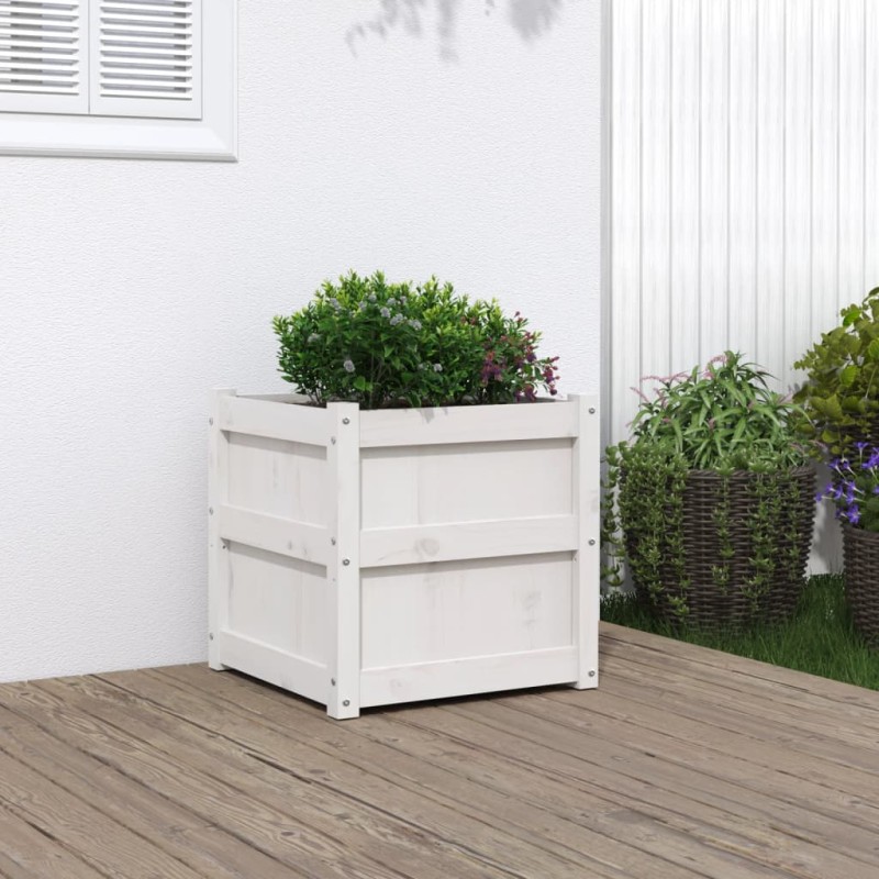 vidaXL Jardineras 2 uds madera maciza de pino blanco 50x50x50 cm vidaXL Jardineras 2 uds madera maciza de pino blanco 50x50x50 cm