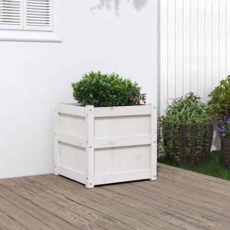 vidaXL Jardineras 2 uds madera maciza de pino blanco 50x50x50 cm