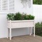vidaXL Jardinera con patas madera maciza de pino blanco 110x31x70 cm vidaXL Jardinera con patas madera maciza de pino blanco 110x31x70 cm