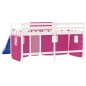 vidaXL Cama alta para niños con cortinas madera pino rosa 80x200 cm vidaXL Cama alta para niños con cortinas madera pino rosa 80x200 cm