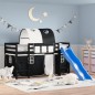 vidaXL Cama alta niños con túnel madera pino blanco negro 80x200 cm vidaXL Cama alta niños con túnel madera pino blanco negro 80x200 cm