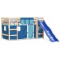 vidaXL Cama alta para niños con cortinas madera pino azul 90x190 cm vidaXL Cama alta para niños con cortinas madera pino azul 90x190 cm