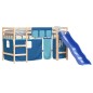 vidaXL Cama alta para niños con cortinas madera pino azul 90x190 cm vidaXL Cama alta para niños con cortinas madera pino azul 90x190 cm