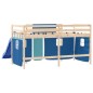 vidaXL Cama alta para niños con cortinas madera pino azul 90x190 cm vidaXL Cama alta para niños con cortinas madera pino azul 90x190 cm