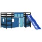 vidaXL Cama alta para niños con cortinas madera pino azul 80x200 cm vidaXL Cama alta para niños con cortinas madera pino azul 80x200 cm