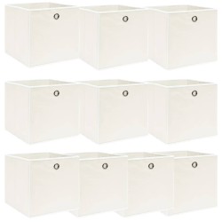 vidaXL Cajas de almacenaje 10 uds tela blanco 32x32x32 cm