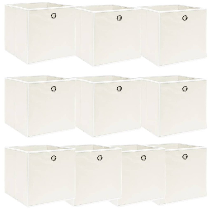 vidaXL Cajas de almacenaje 10 uds tela blanco 32x32x32 cm vidaXL Cajas de almacenaje 10 uds tela blanco 32x32x32 cm