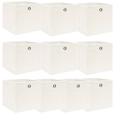 vidaXL Cajas de almacenaje 10 uds tela blanco 32x32x32 cm