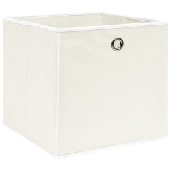 vidaXL Cajas de almacenaje 10 uds tela blanco 32x32x32 cm