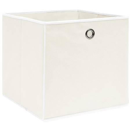 vidaXL Cajas de almacenaje 10 uds tela blanco 32x32x32 cm