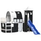 vidaXL Cama alta niños con torre madera pino blanco negro 90x190 cm vidaXL Cama alta niños con torre madera pino blanco negro 90x190 cm