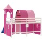 vidaXL Cama alta para niños con torre madera pino rosa 90x190 cm