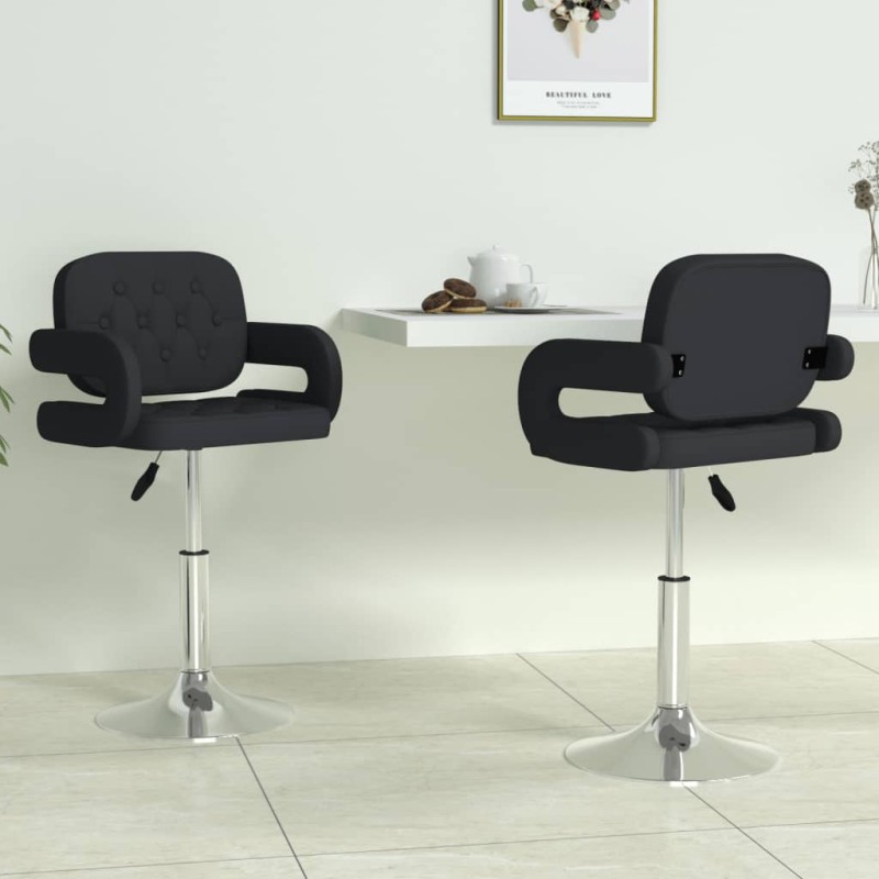 vidaXL Sillas de comedor giratorias 2 unidades cuero sintético negro vidaXL Sillas de comedor giratorias 2 unidades cuero sintético negro