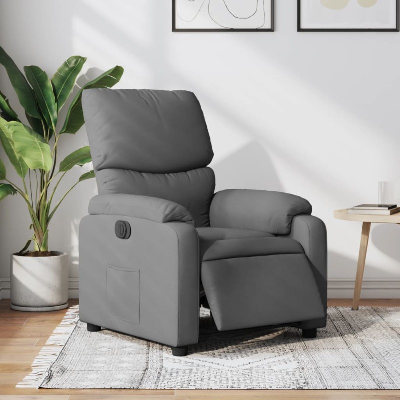 vidaXL Sillón reclinable eléctrico de tela gris oscuro vidaXL Sillón reclinable eléctrico de tela gris oscuro