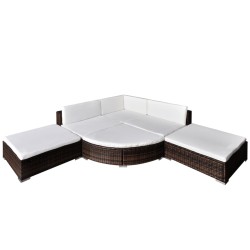 vidaXL 6 piezas Muebles de jardín y cojines ratán sintético marrón