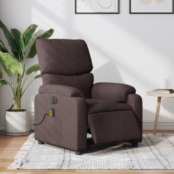 vidaXL Sillón reclinable de masaje eléctrico tela marrón oscuro