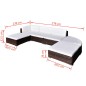 vidaXL 6 piezas Muebles de jardín y cojines ratán sintético marrón