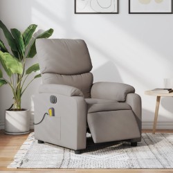 vidaXL Sillón reclinable de masaje eléctrico tela gris taupe