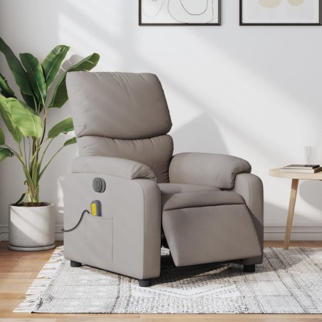 vidaXL Sillón reclinable de masaje eléctrico tela gris taupe