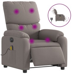 vidaXL Sillón reclinable de masaje eléctrico tela gris taupe