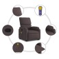 vidaXL Silla de masaje reclinable de pie de tela marrón oscuro vidaXL Silla de masaje reclinable de pie de tela marrón oscuro