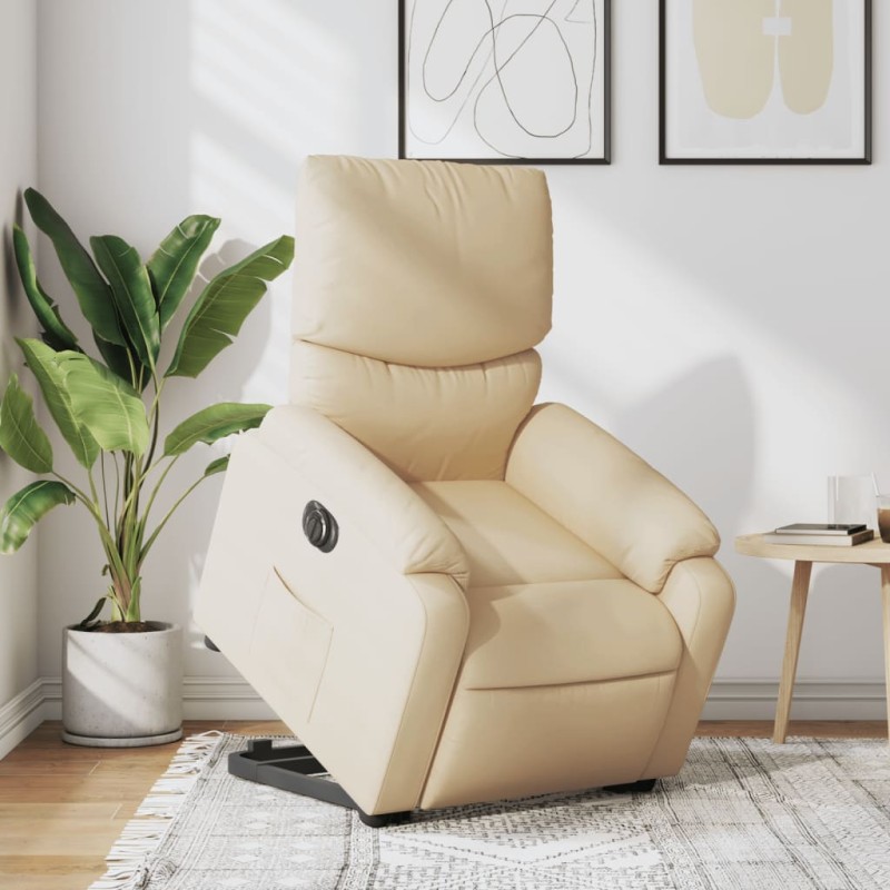 vidaXL Sillón eléctrico reclinable elevable de tela color crema vidaXL Sillón eléctrico reclinable elevable de tela color crema