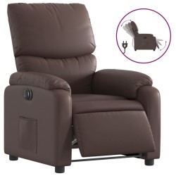 vidaXL Sillón reclinable eléctrico de cuero sintético marrón
