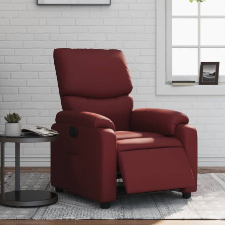 vidaXL Sillón reclinable eléctrico de cuero sintético rojo tinto