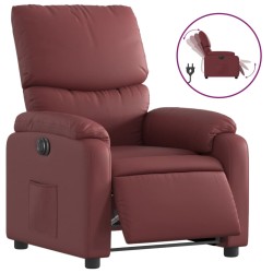 vidaXL Sillón reclinable eléctrico de cuero sintético rojo tinto