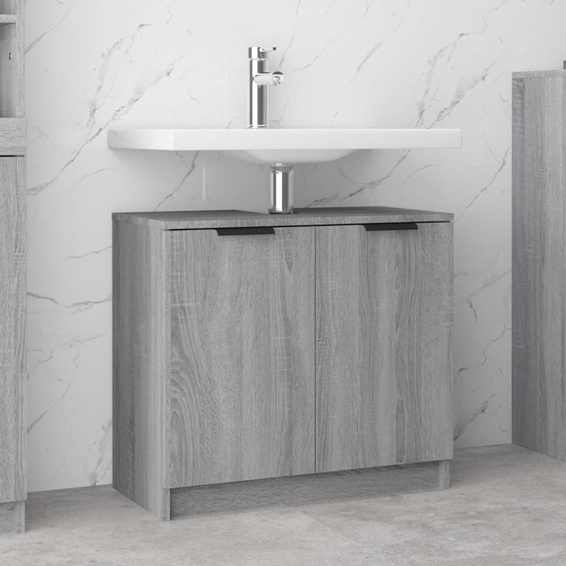 vidaXL Armario de baño madera contrachapada gris Sonoma 64,5x33,5x59cm vidaXL Armario de baño madera contrachapada gris Sonoma 64,5x33,5x59cm