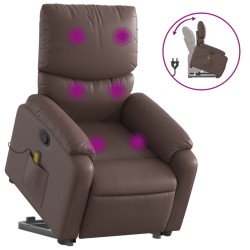 vidaXL Sillón reclinable de masaje de pie de cuero sintético marrón