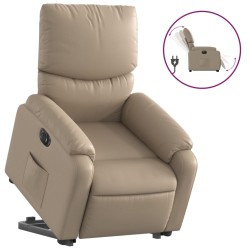 vidaXL Sillón elevable eléctrico cuero artificial capuchino